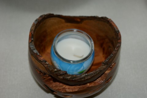 Natural edged bowl as tealight holder by Nick Adamek